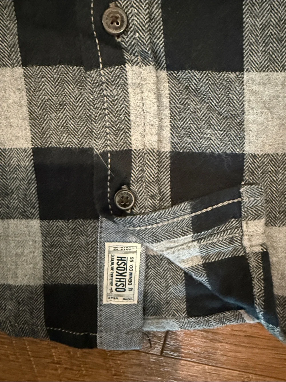 OshKosh B'gosh Black and Gray Plaid Button-Down Shirt